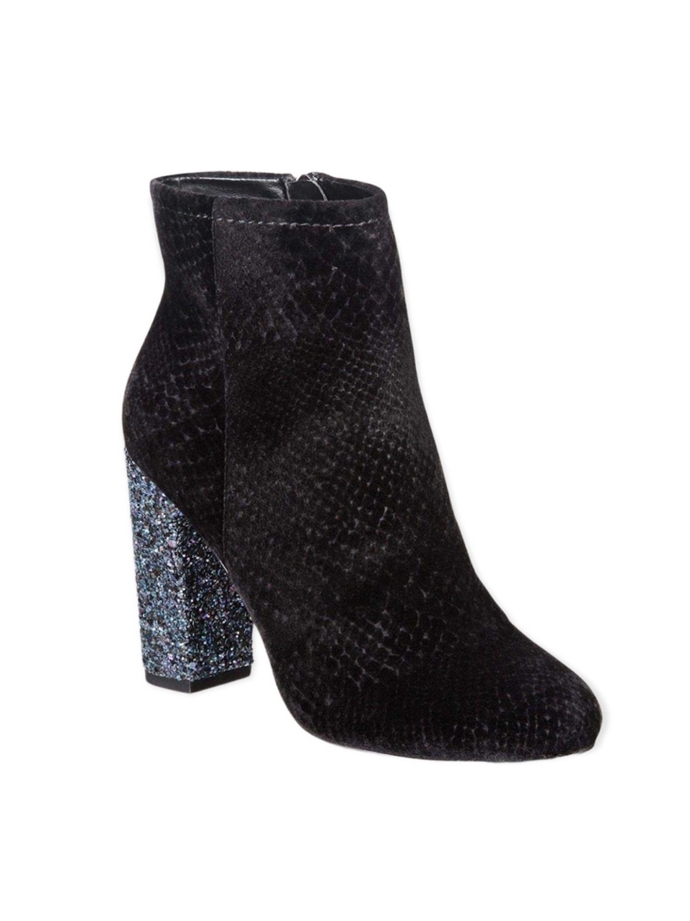 NWOT Call it Spring Talcahuano Black Velvet Glitter Heel Booties